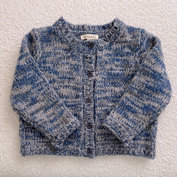 Caramel London - Blue Grey Misti Merino Wool Baby Cardigan, Size 2Y - Picture 1 of 1